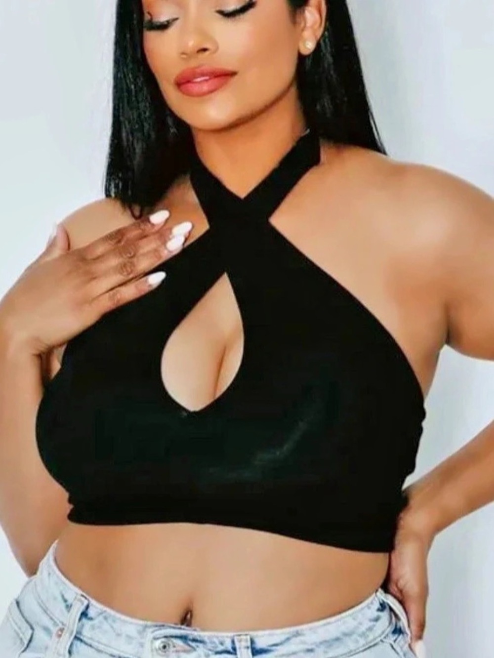 Black Halter Crop Top Like New
